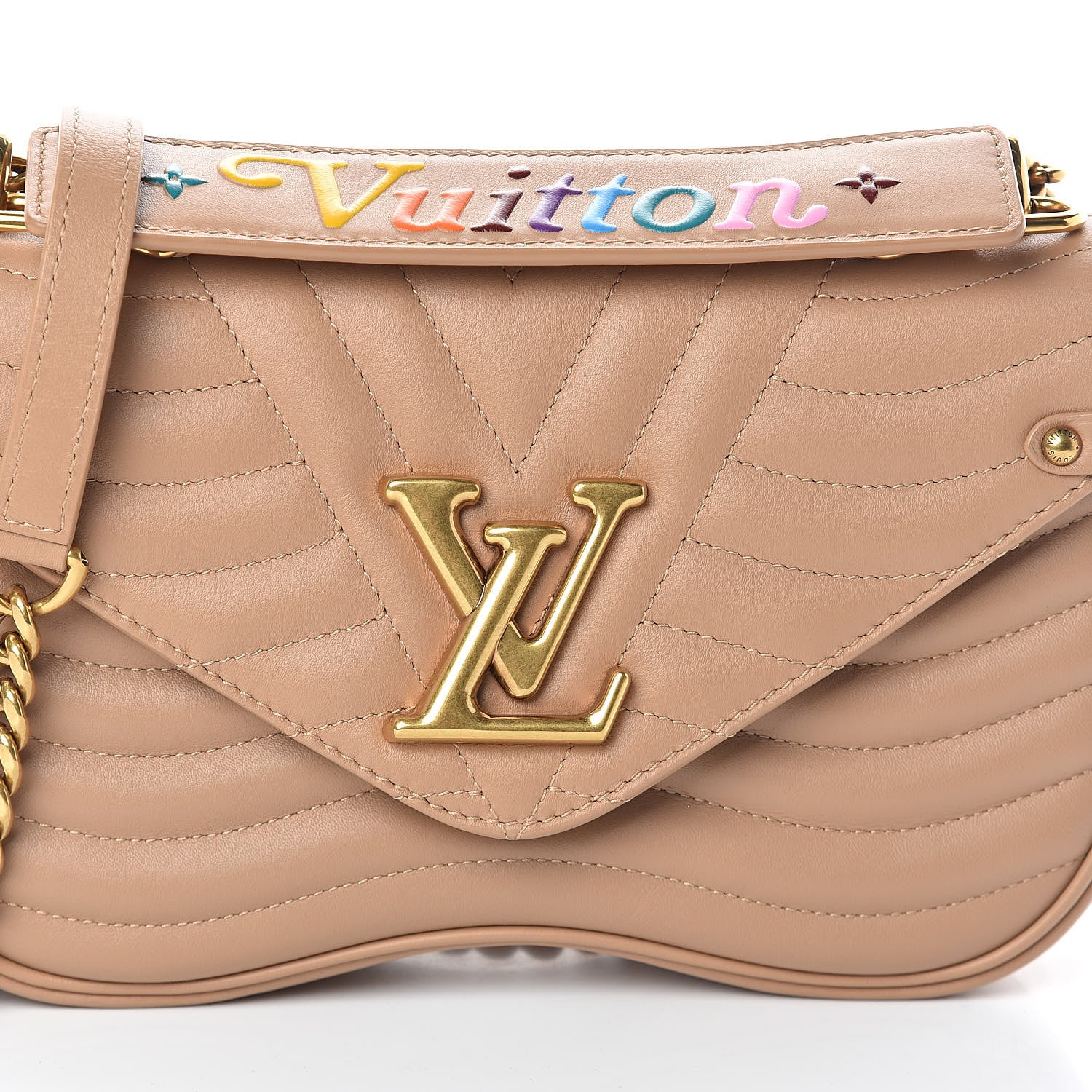Louis Vuitton Calfskin New Wave Chain MM Noisette 7 of 10