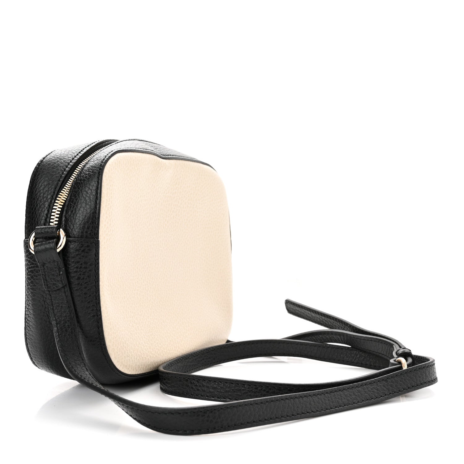 Gucci Dollar Calfskin Bi-Color Small Soho Disco Bag Mystic White Black 3 of 10
