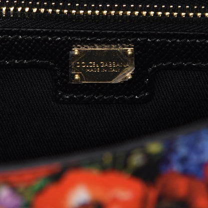 Dolce & Gabbana Dauphine Floral Print Medium Miss Sicily Satchel Black 9 of 10