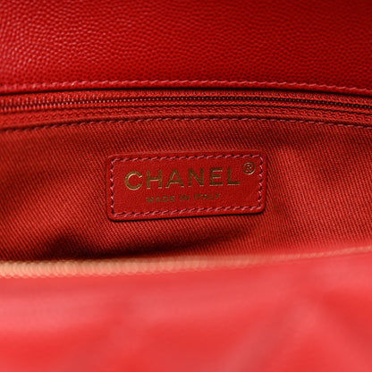 Chanel Caviar Quilted Medium Coco Handle Flap Dark Red 7 of 10