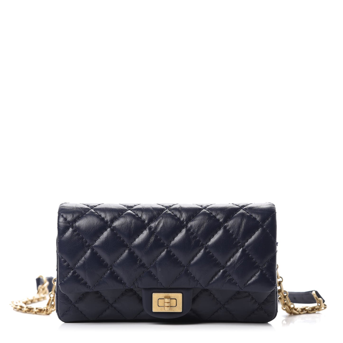 Aged Calfskin Quilted 2.55 Reissue Flap Belt Bag Clutch Navy
