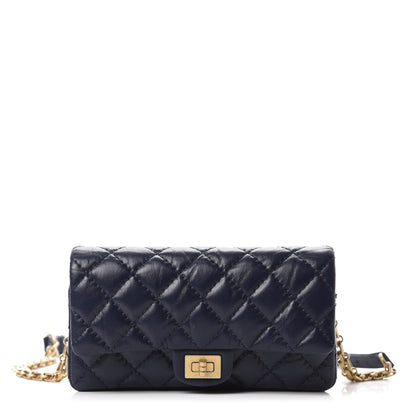 Chanel Aged Calfskin Quilted 2.55 Reissue Flap Belt Bag Clutch Navy 1 of 10