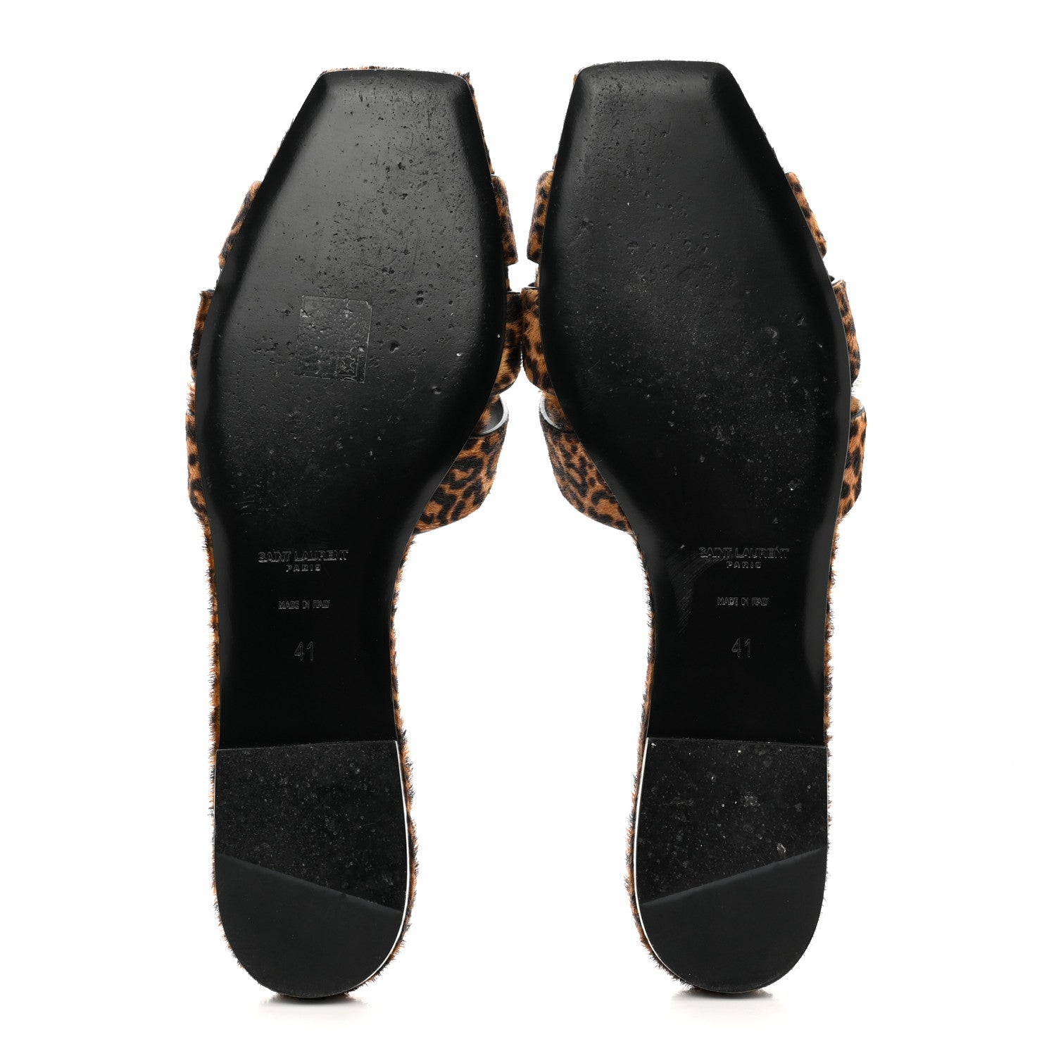 Saint Laurent Calf Hair Leopard Print Tribute 05 Slide Sandals 41 Manto Natural 5 of 10