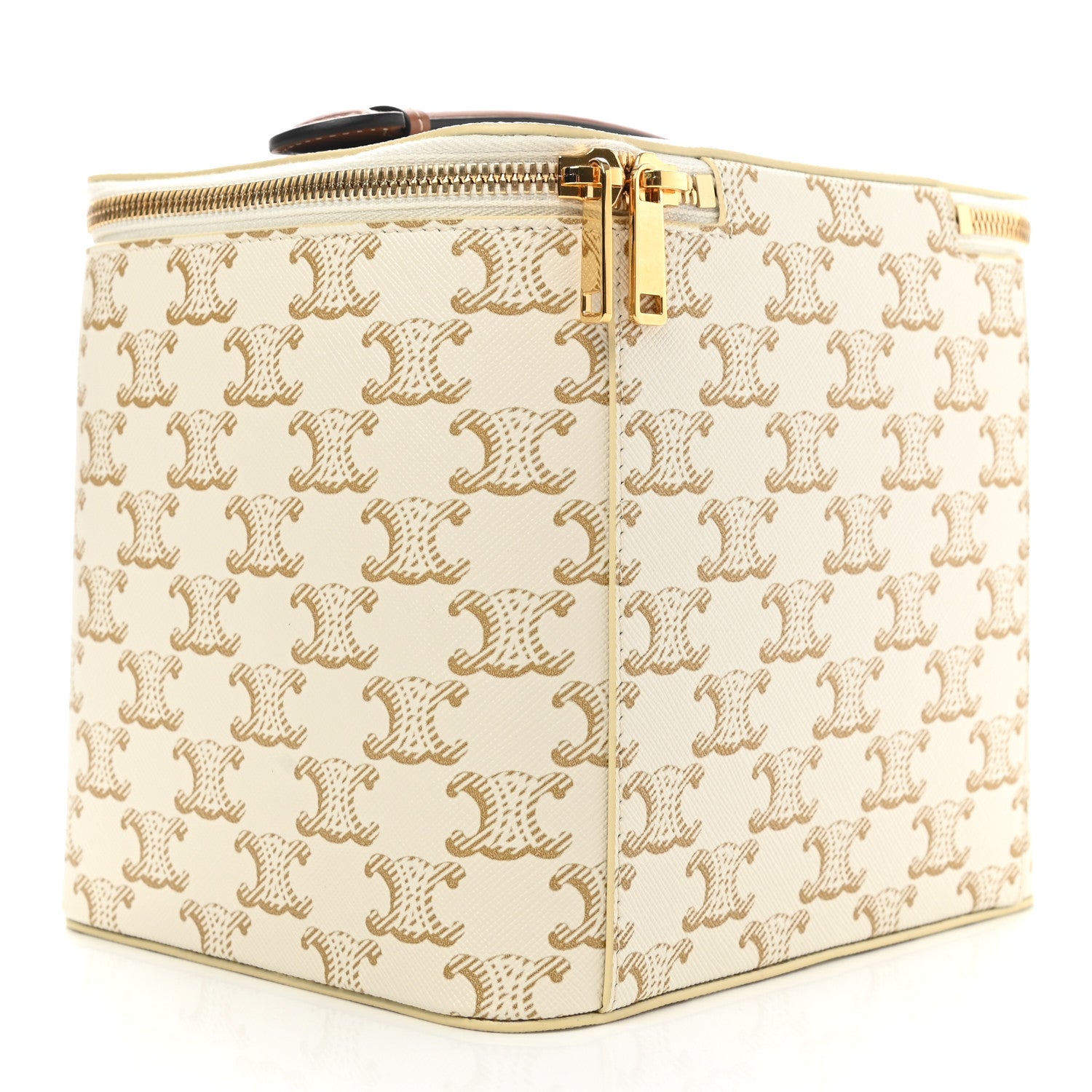 Celine Triomphe Canvas Calfskin Square Vanity Case White 4 of 8