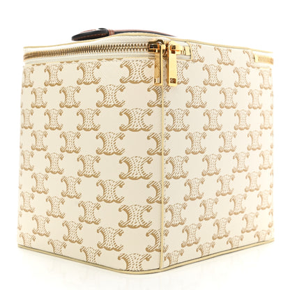 Celine Triomphe Canvas Calfskin Square Vanity Case White 4 of 8