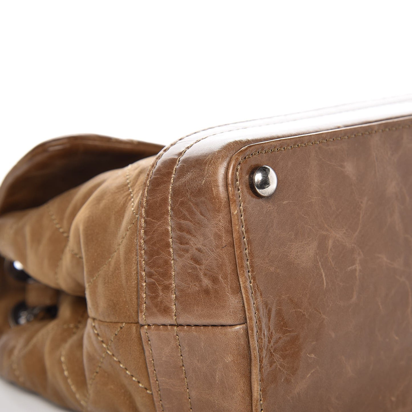 Iridescent Calfskin Quilted VIP Flap Brown