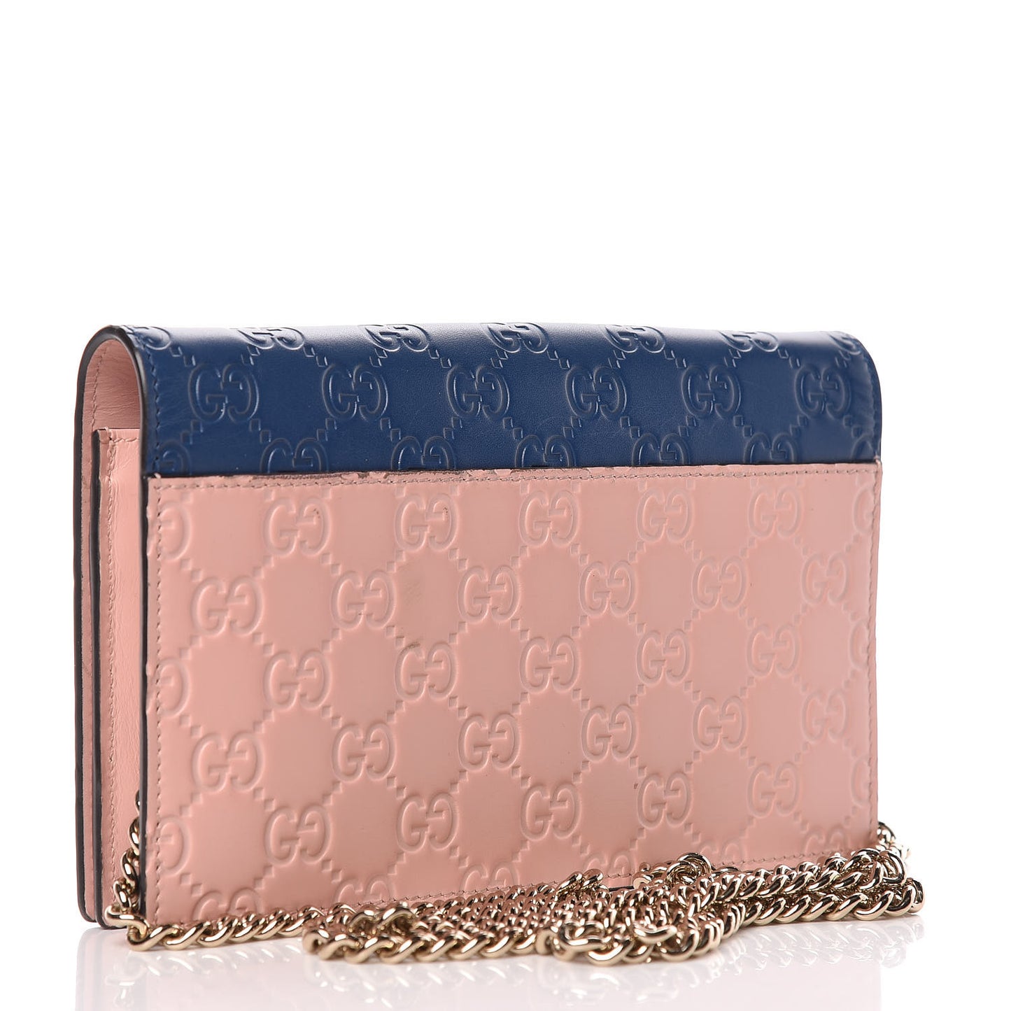 Guccissima Signature Bi-Color Bowy Chain Wallet Blue Dark Cipria
