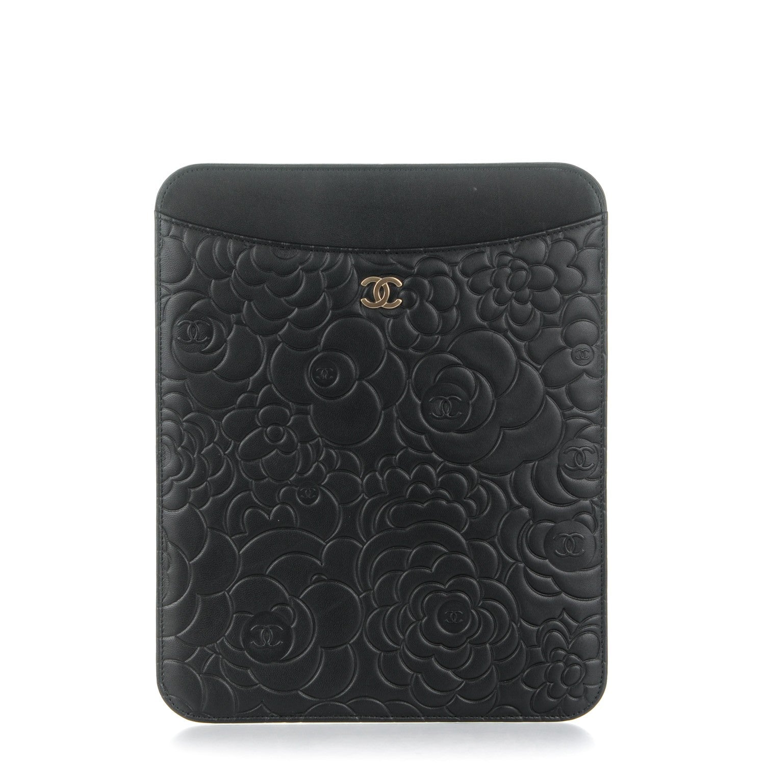 Chanel Lambskin Camellia Embossed iPad Case Black 1 of 8