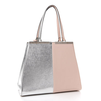 Fendi Vitello Elite Bi-Color Large 3Jours Tote Plaster Argento 3 of 13