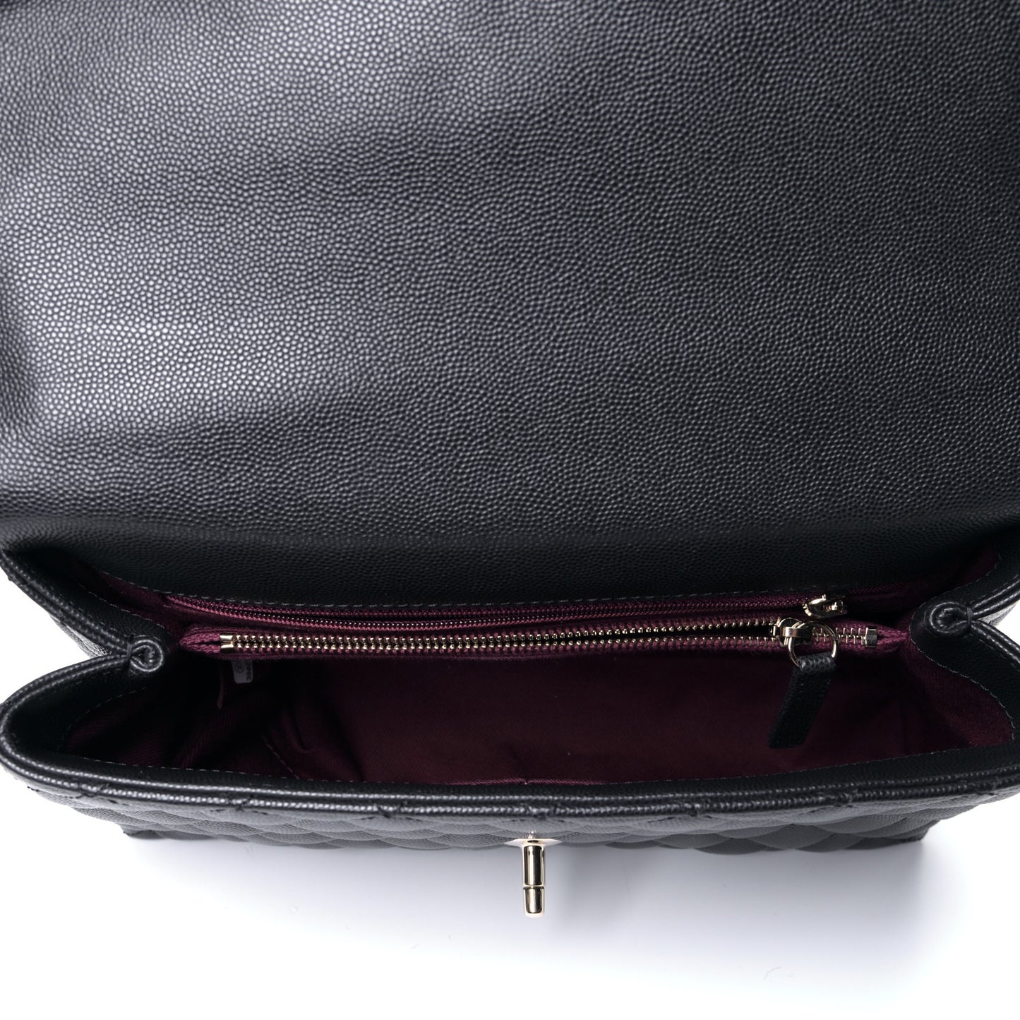 Caviar Quilted Small Coco Handle Flap Black