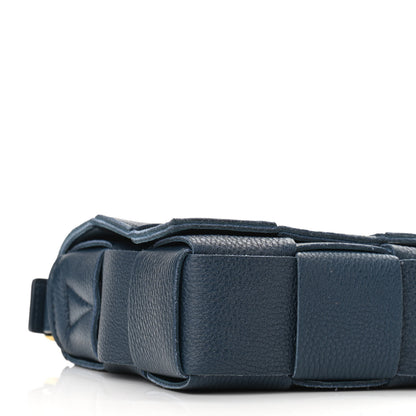 Bottega Veneta Grained Calfskin Maxi Intrecciato Cassette Crossbody Bag Deep Blue 8 of 9