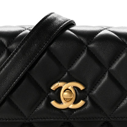 Chanel Lambskin Quilted Crossbody Flap Black 8 of 14