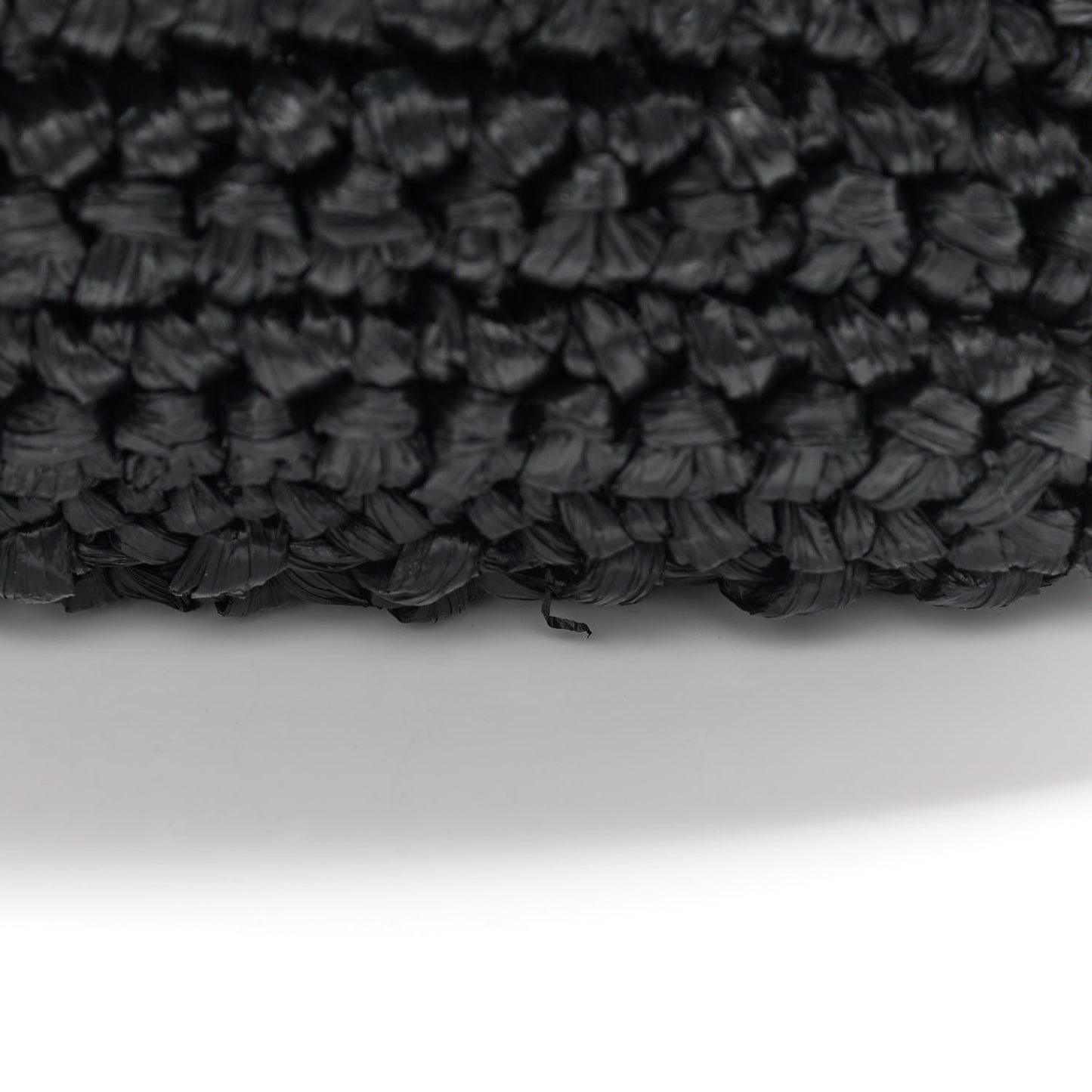 Yarn Raffia Effect Crochet Small Logo Tote Black