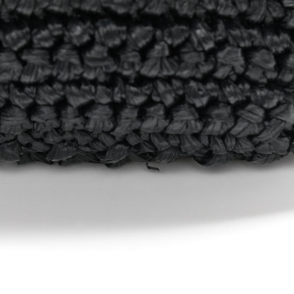 Prada Yarn Raffia Effect Crochet Small Logo Tote Black 6 of 10