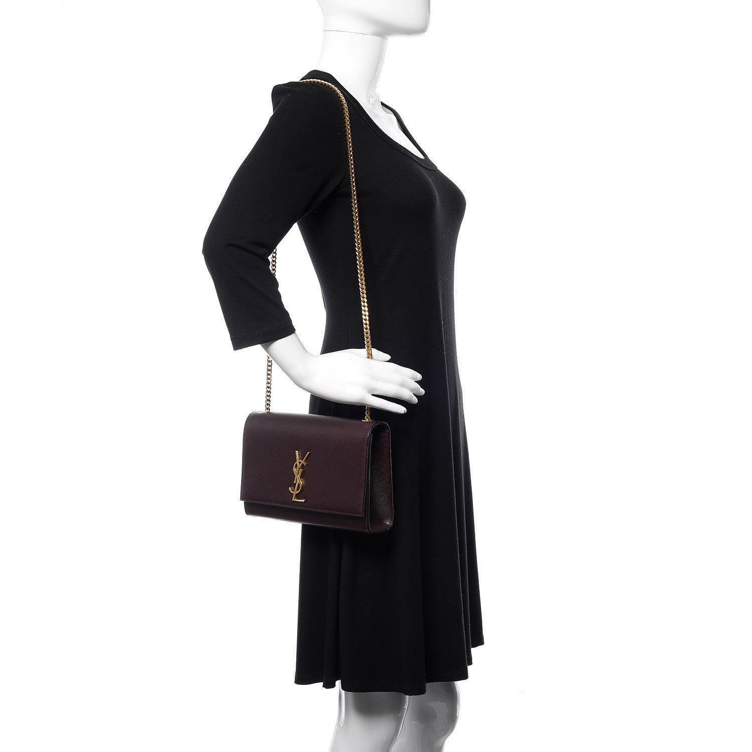 Saint Laurent Grain De Poudre Medium Classic Monogram Kate Satchel Amaranto 2 of 8