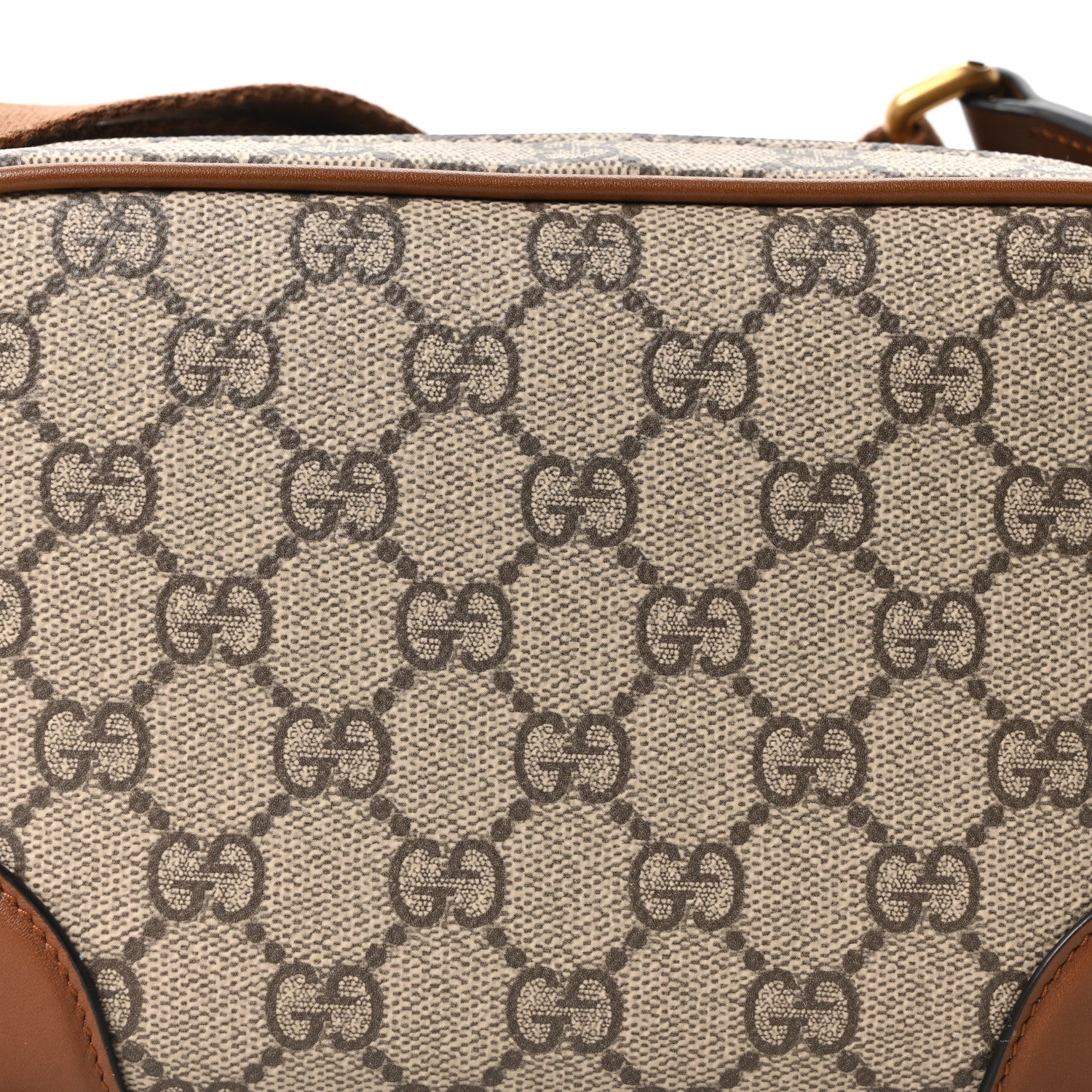 Gucci GG Supreme Monogram Textured Calfskin Emblem Mini Crossbody Beige Dark Brown 7 of 9