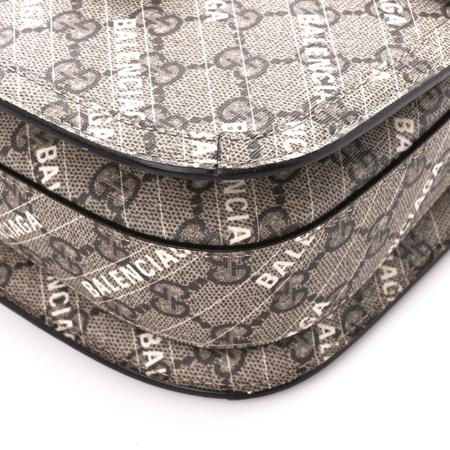 Gucci X BALENCIAGA GG Supreme Monogram Logo Print Horsebit 1955 Shoulder Bag Beige Ebony 11 of 11