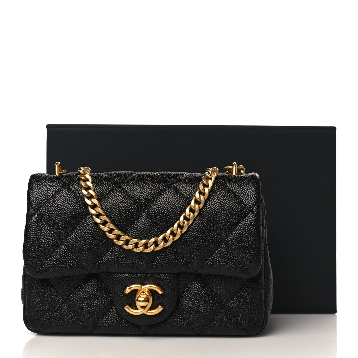 Caviar Quilted Mini Sweetheart Rectangular Flap Black