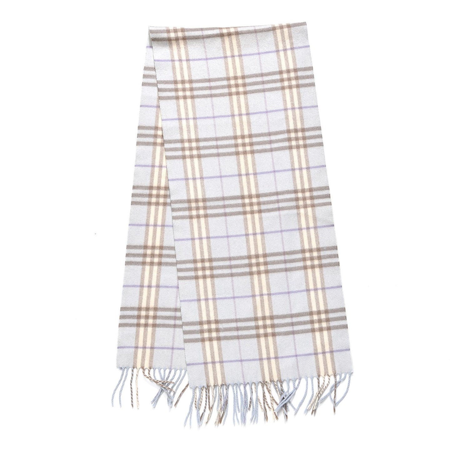Cashmere House Check Fringe Scarf Light Blue