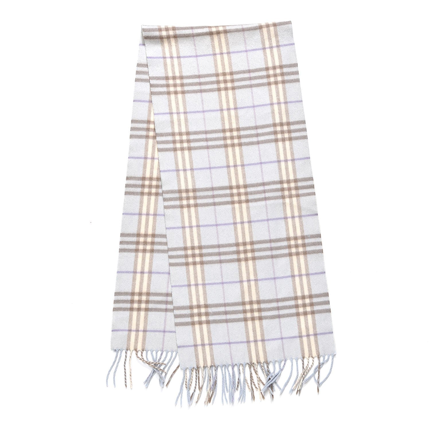 Burberry Cashmere House Check Fringe Scarf Light Blue 3 of 5