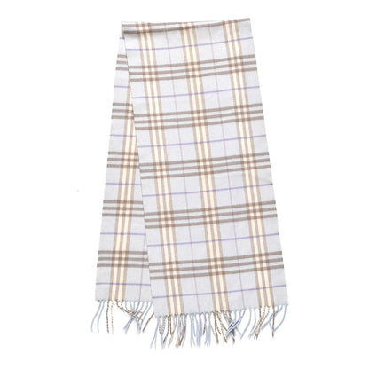 Burberry Cashmere House Check Fringe Scarf Light Blue 3 of 5