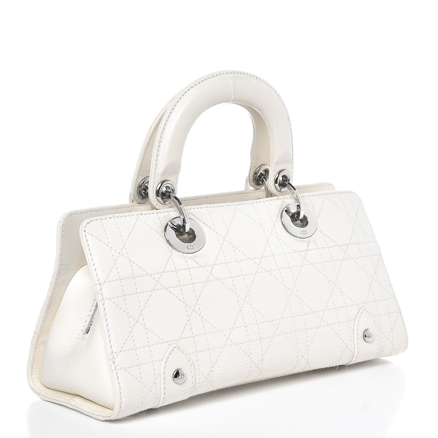 Christian Dior Calfskin Cannage Stitched Small Lady East West Lady Dior White 3 of 12