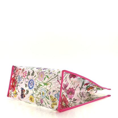 Gucci Calfskin Textured Vinyl Print Flora Tote Fluorescent Fuchsia 9 of 11