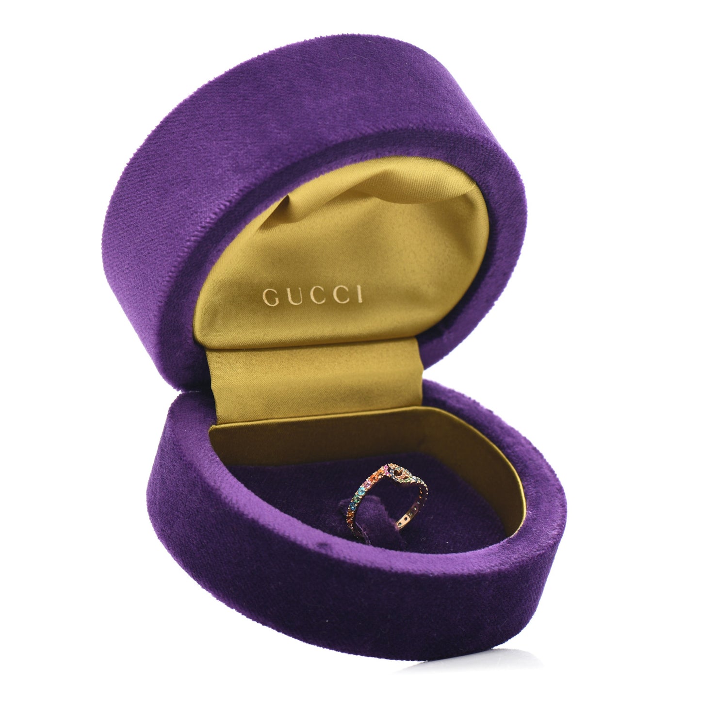 18K Yellow Gold Mixed Gemstone Running GG Ring 52 6