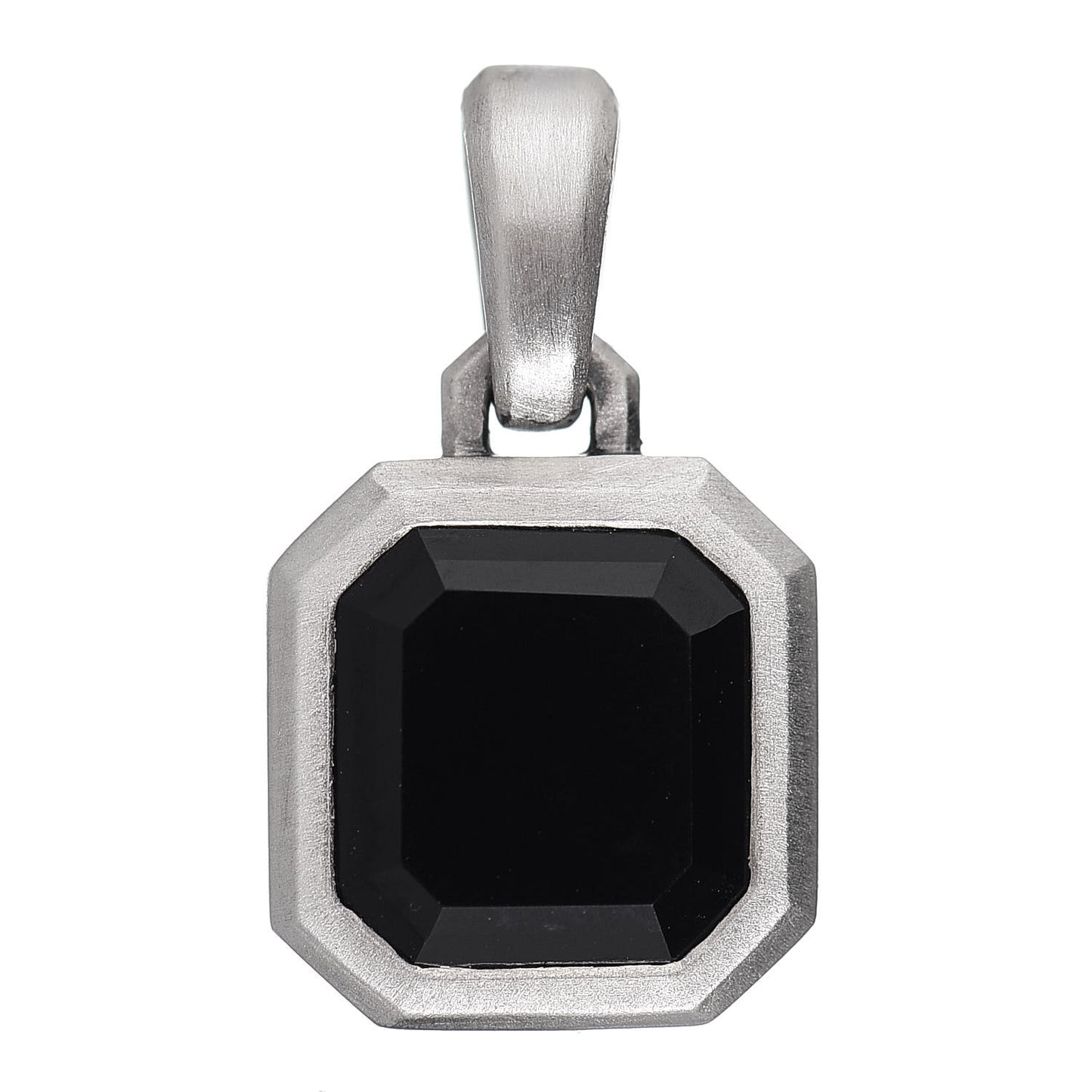 Sterling Silver Emerald Cut Black Onyx Amulet Enhancer Pendant