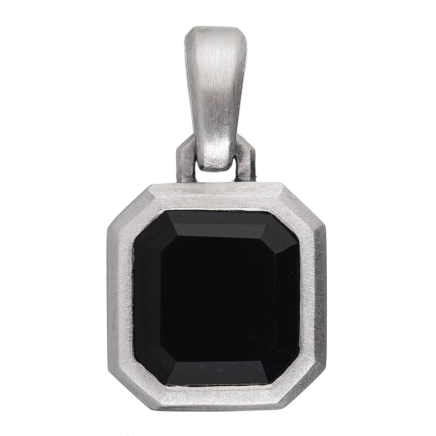 David Yurman Sterling Silver Emerald Cut Black Onyx Amulet Enhancer Pendant 1 of 4