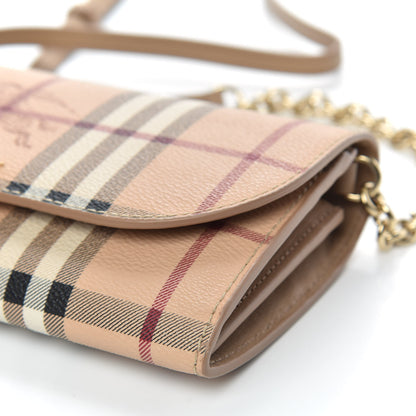 Burberry Haymarket Check Henley Wallet On Chain Mid Camel 8 of 10