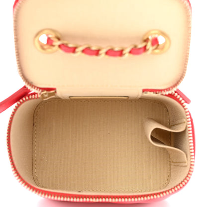 Chanel Lambskin Quilted Pearl Crush Mini Vanity Case With Chain Red 5 of 10