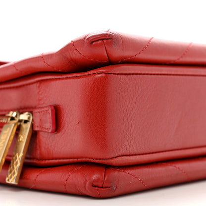 Chanel Lambskin Chevron Stitched Medium Envelope Flap Red 9 of 14