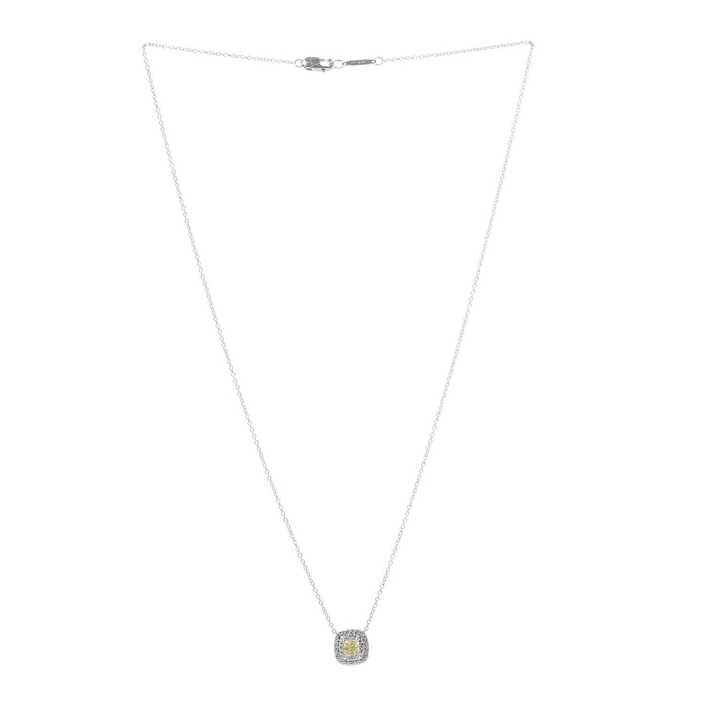 Platinum Fancy Intense Yellow Diamond .33ct Soleste Pendant Necklace