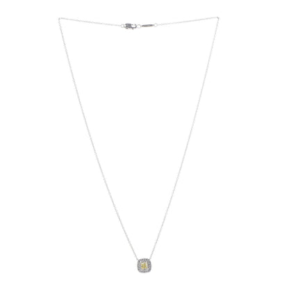 Tiffany Platinum Fancy Intense Yellow Diamond .33ct Soleste Pendant Necklace 3 of 8