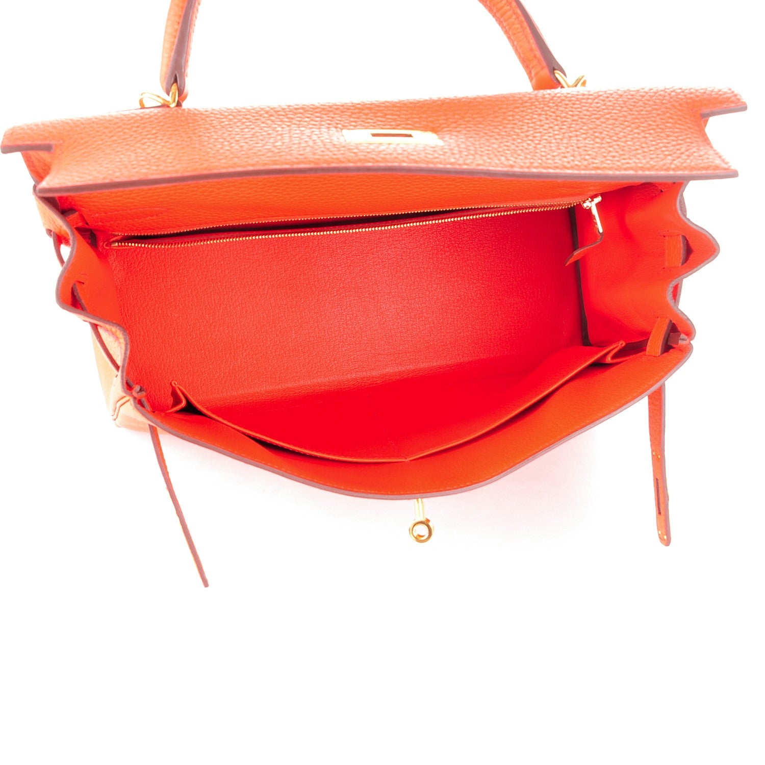 Hermes Taurillon Clemence Kelly Retourne 32 Orange Poppy 8 of 28