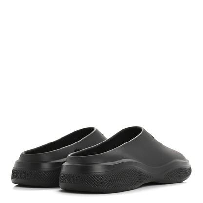 Prada Soft Mellow Rubber Triangle Logo Embossed Womens 25mm Mules 35 Black 5 of 9