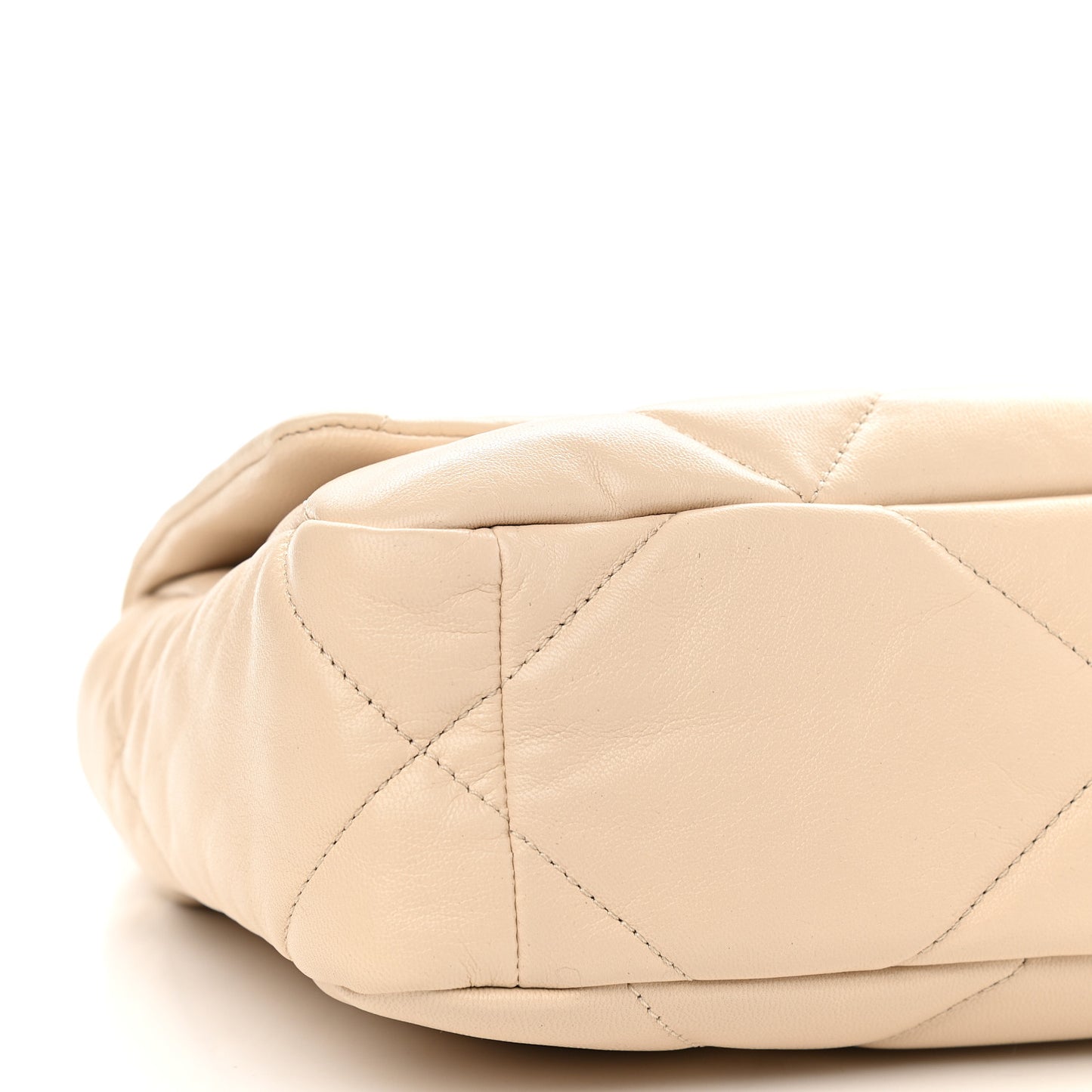 Goatskin Quilted Medium Chanel 19 Flap Light Beige