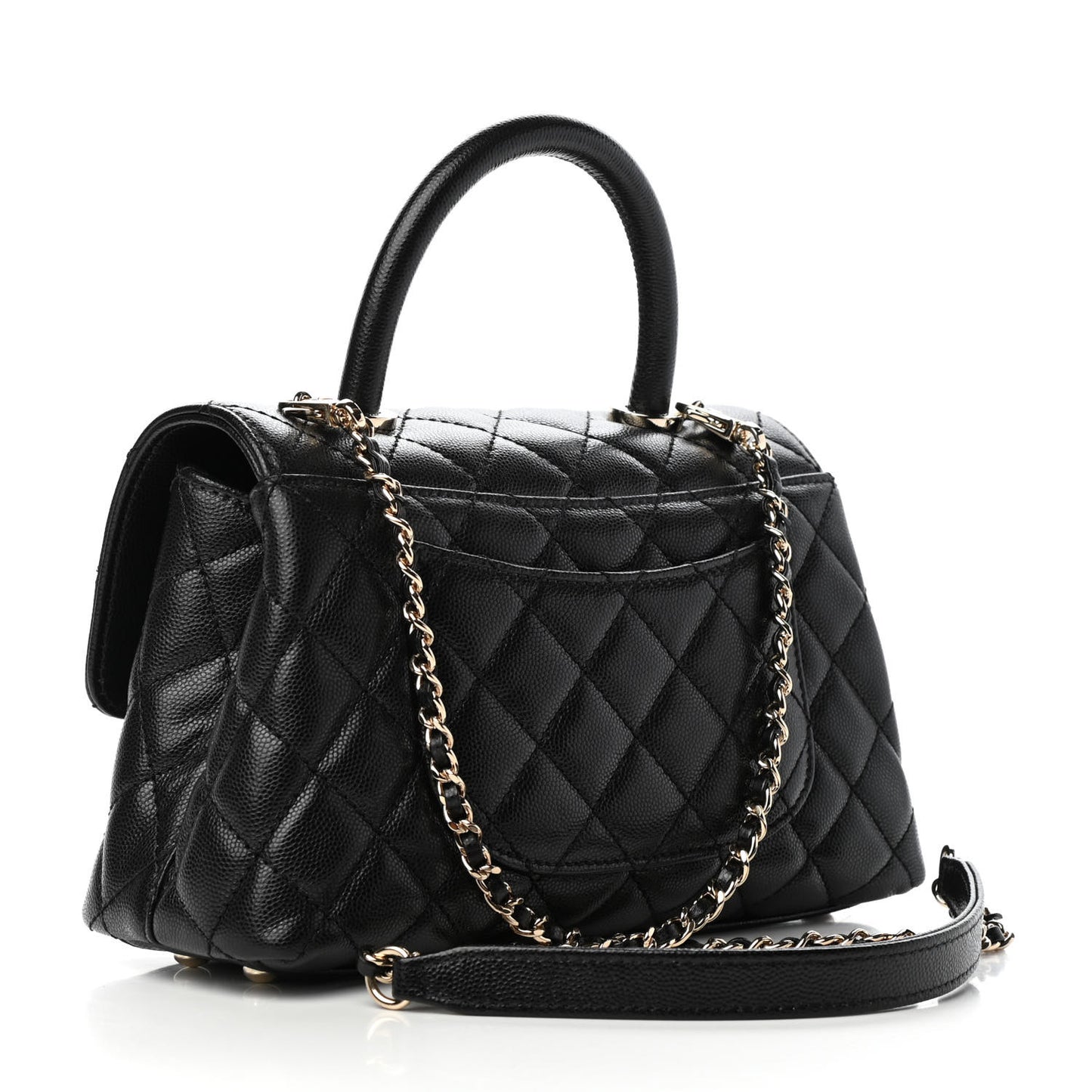 Caviar Quilted Mini Coco Handle Flap Black