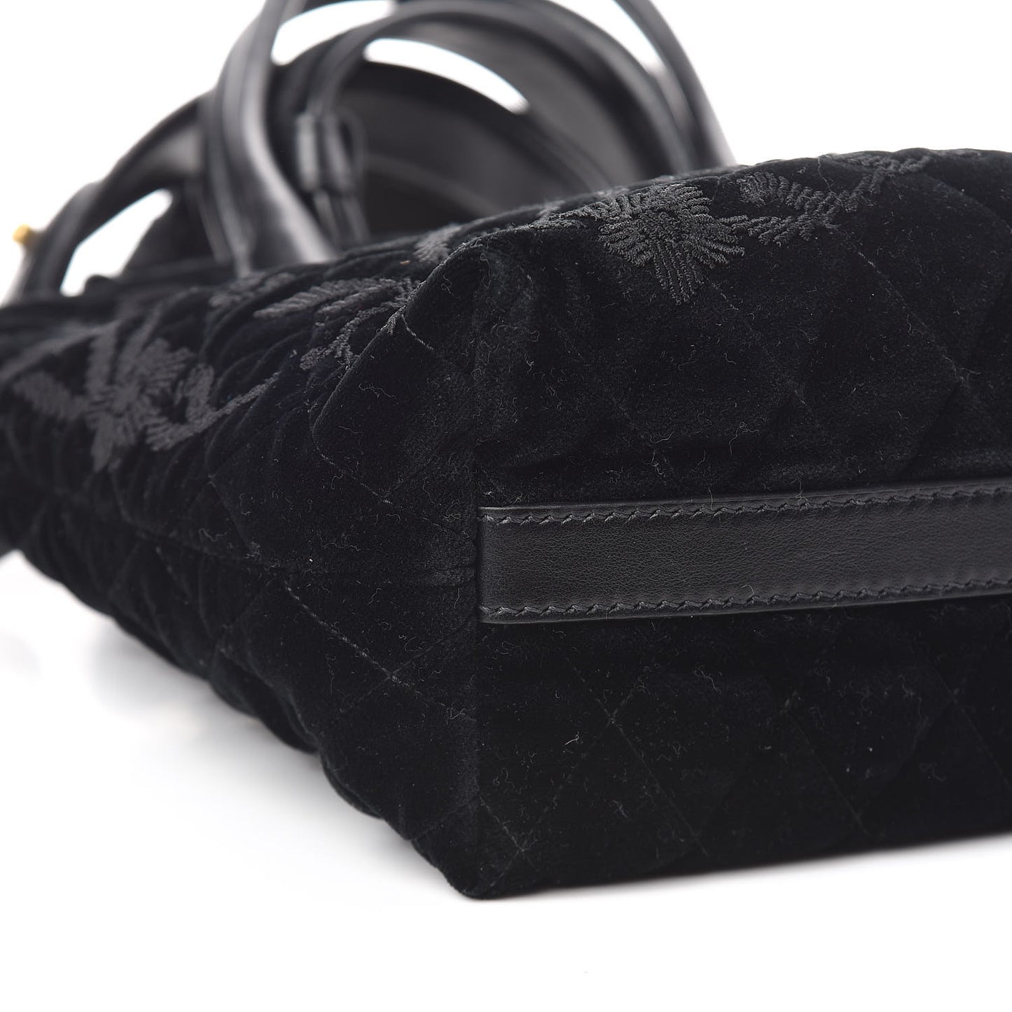 Velluto Impuntu Embroidered Tote Bag Black