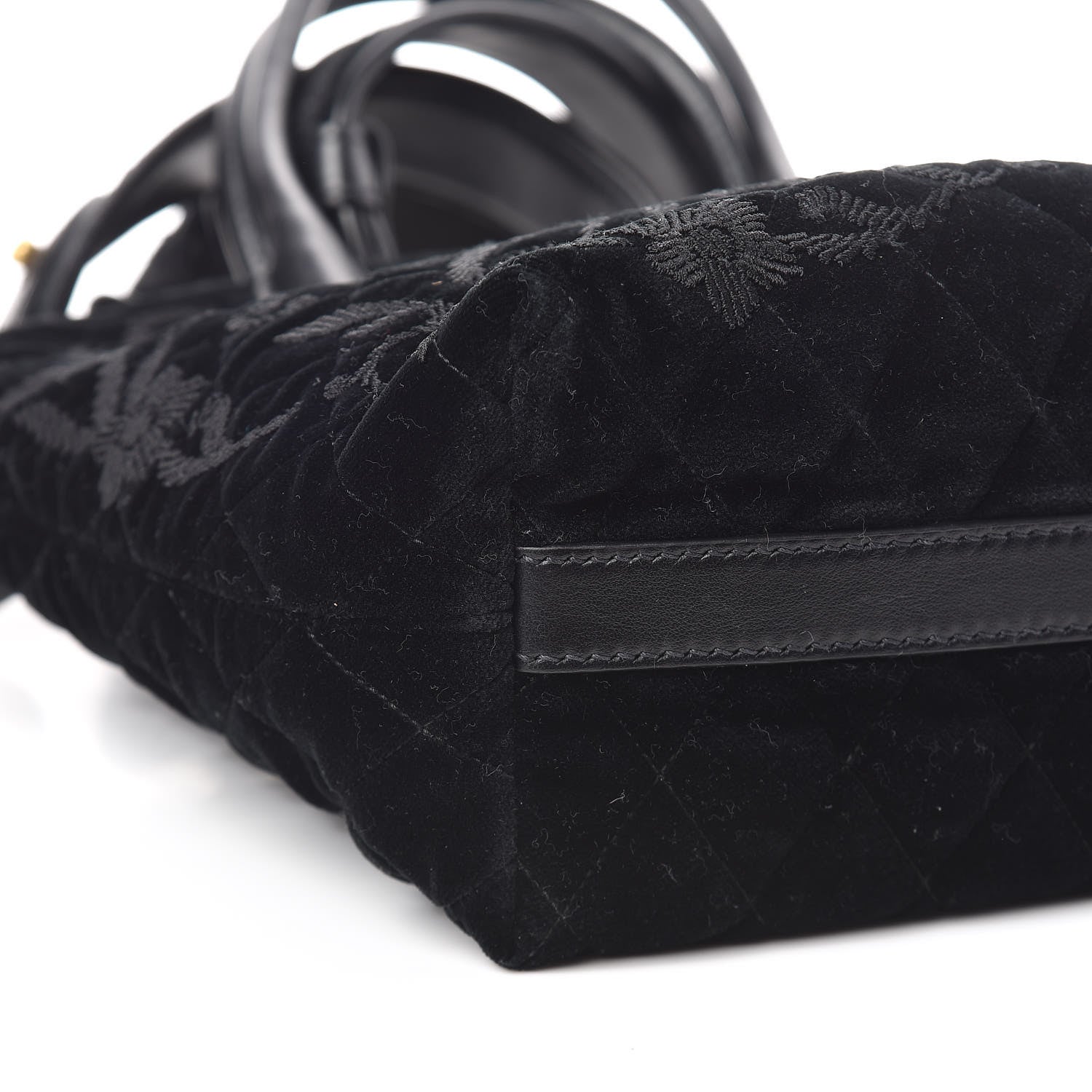 Prada Velluto Impuntu Embroidered Tote Bag Black 5 of 9