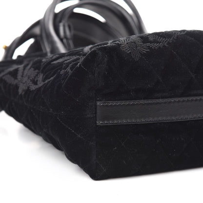 Prada Velluto Impuntu Embroidered Tote Bag Black 5 of 9