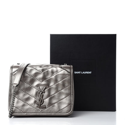 Saint Laurent Metallic Calfskin Matelasse Monogram Niki Chain Wallet Platinum 11 of 11