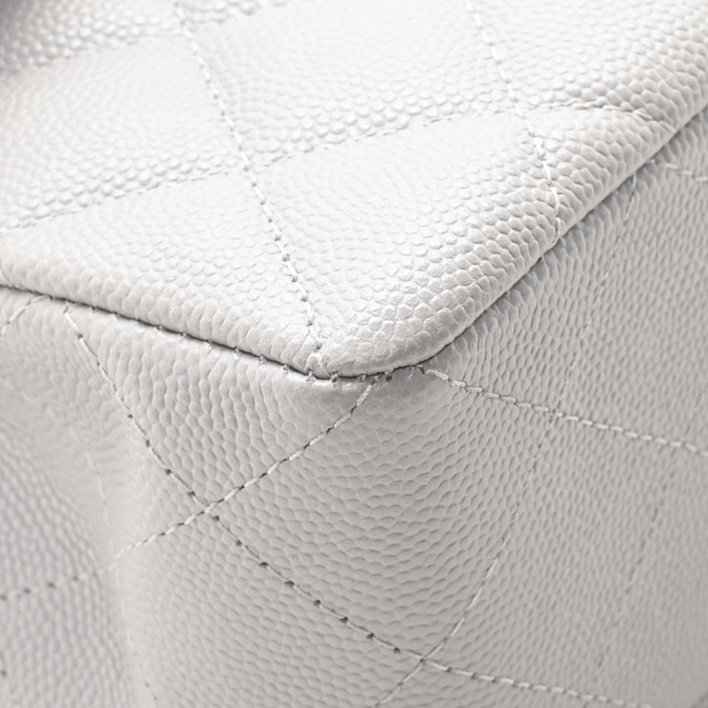 Caviar Quilted Small Double Flap Grey