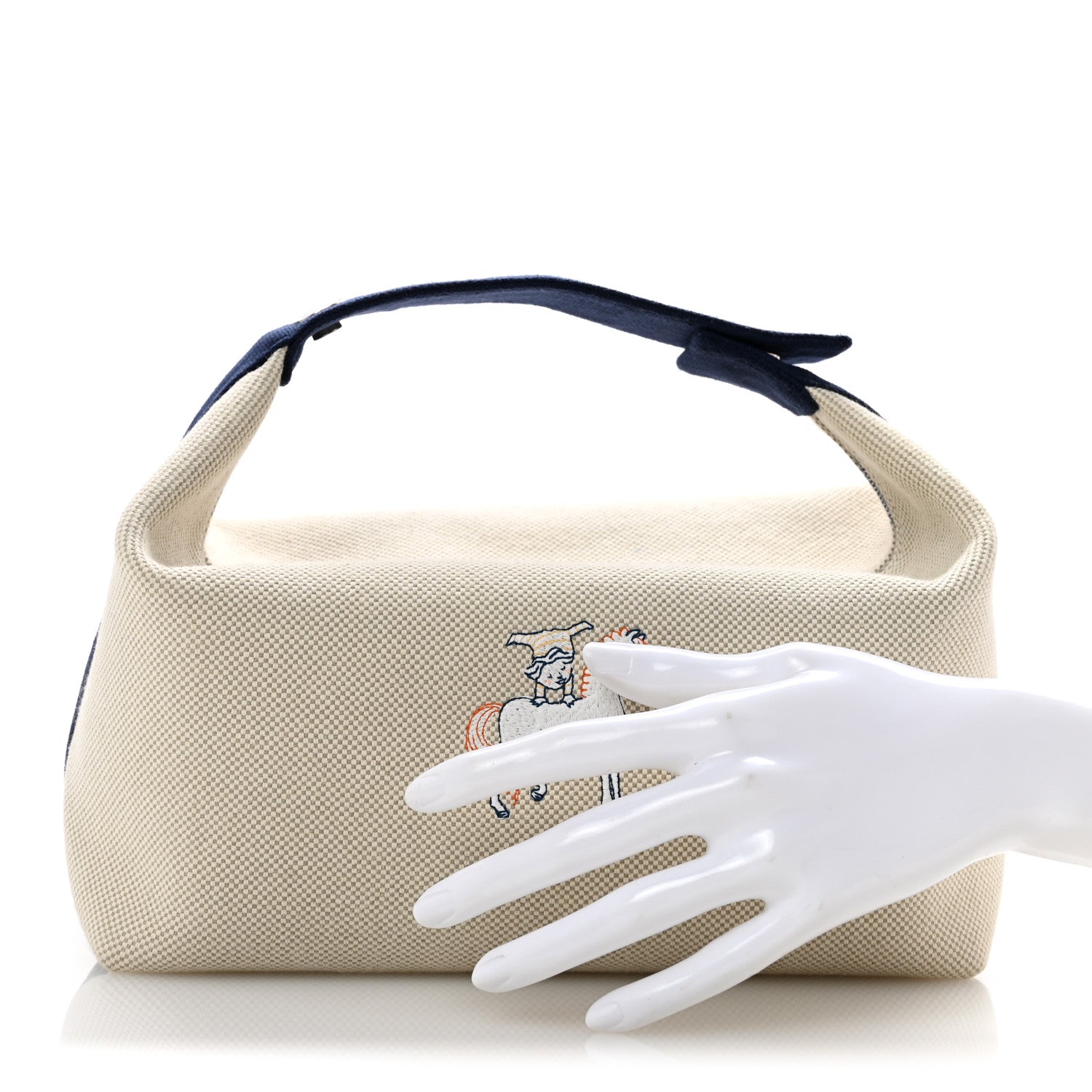 Hermes Canvas Large Bride-A-Brac Cabriole Case Gris Perle 1888492