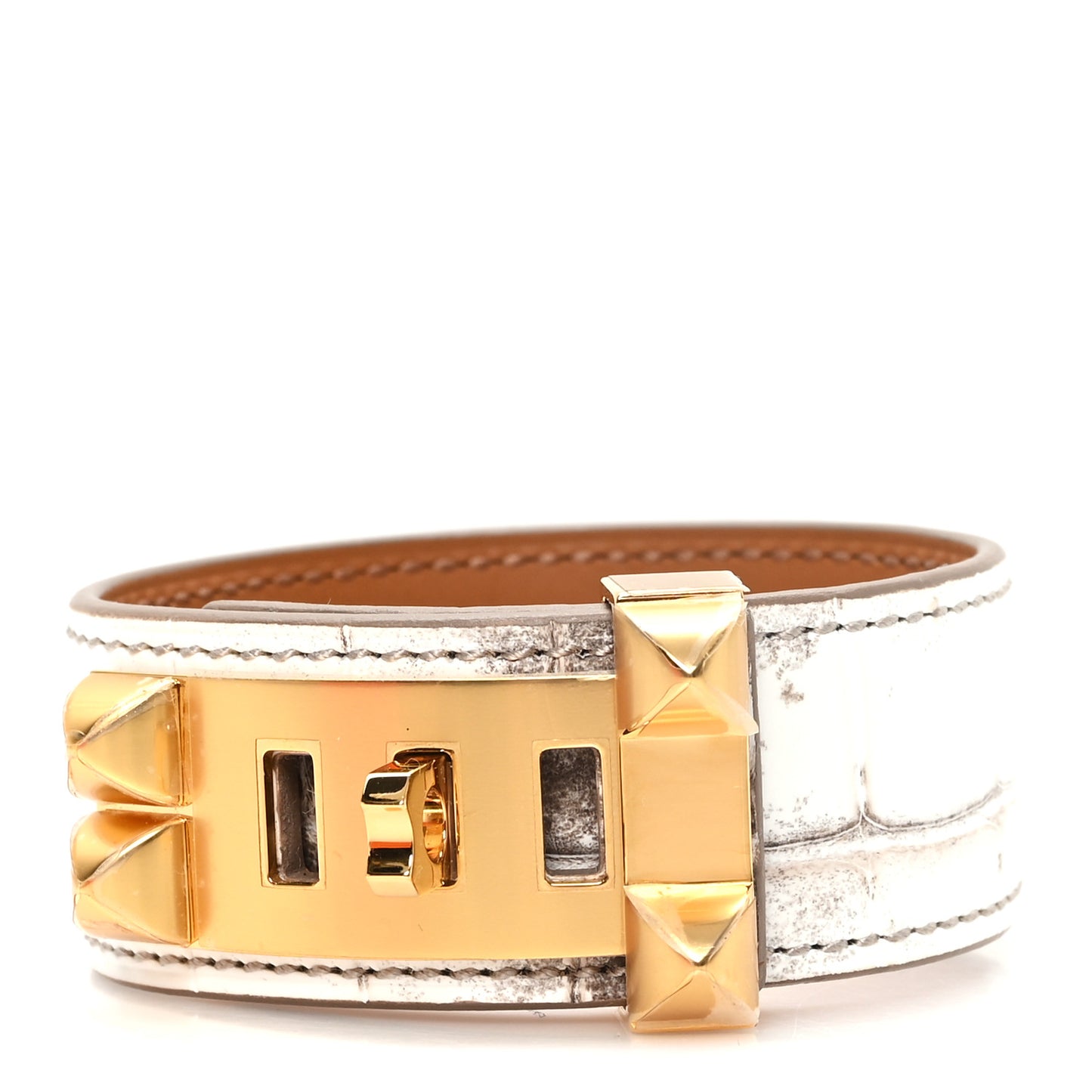 Matte Niloticus Crocodile Himalaya Collier De Chien CDC 24 Bracelet T3 Blanc
