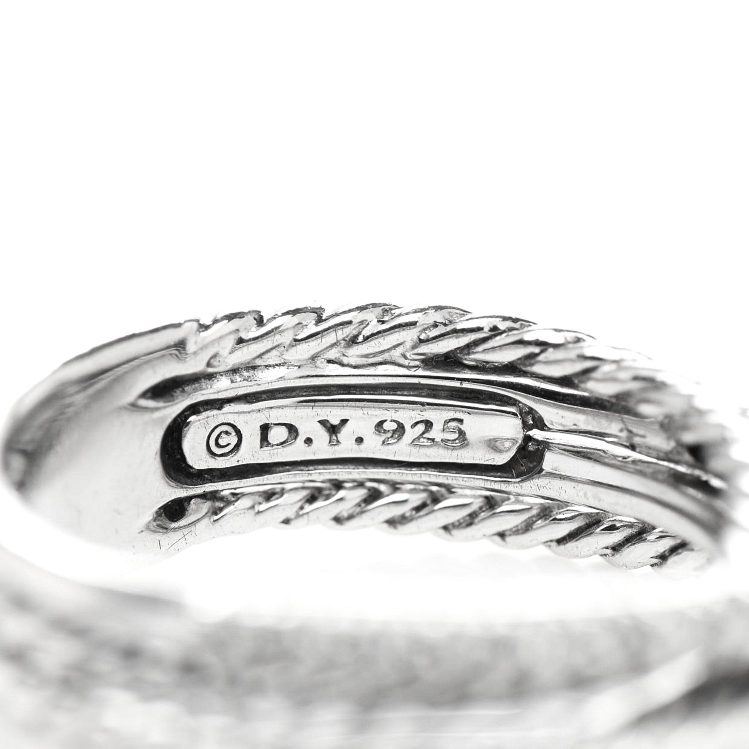 David Yurman Sterling Silver Diamond 6.8mm Crossover Ring 56 7.5 4 of 6