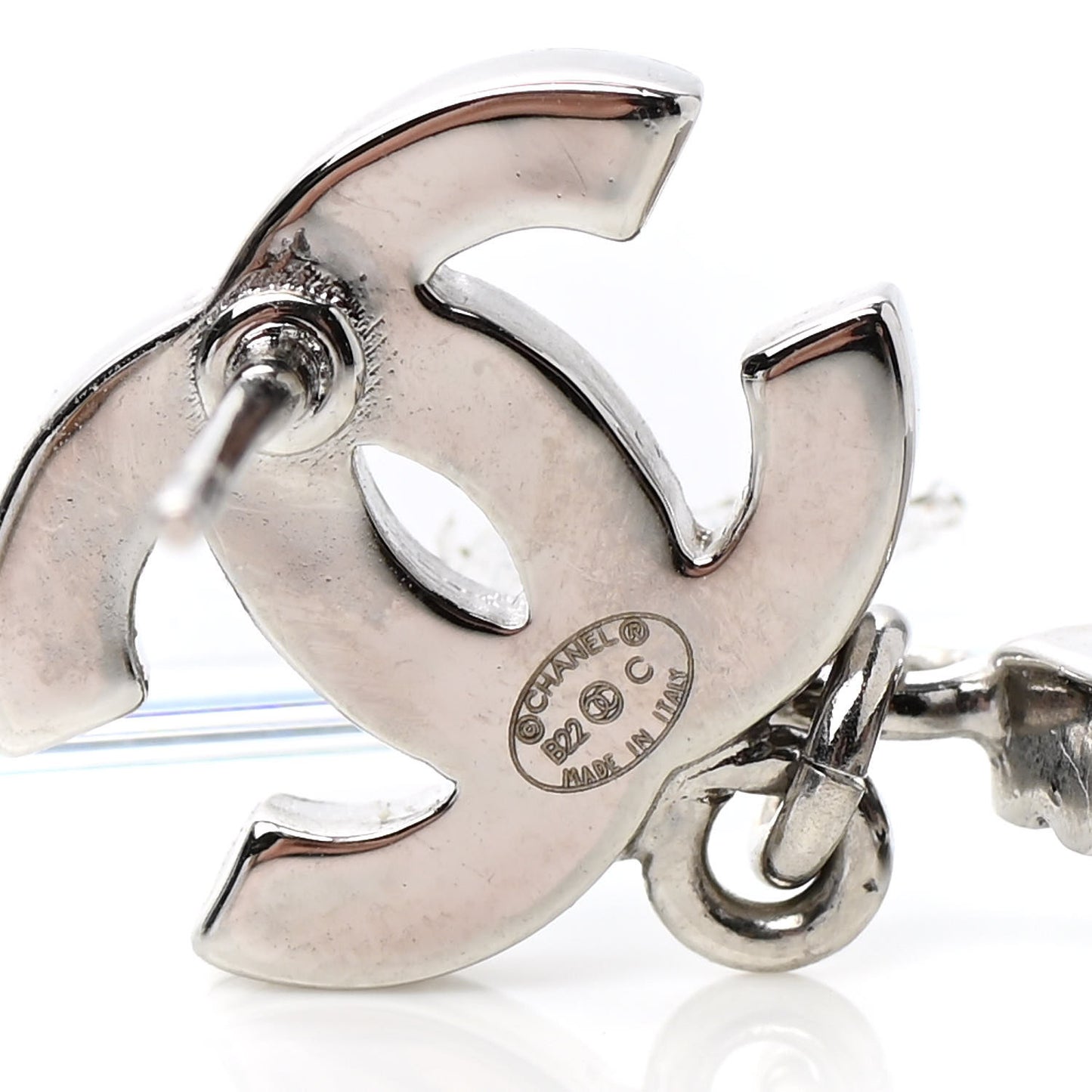 Crystal CC No 5 Star Drop Earrings Silver
