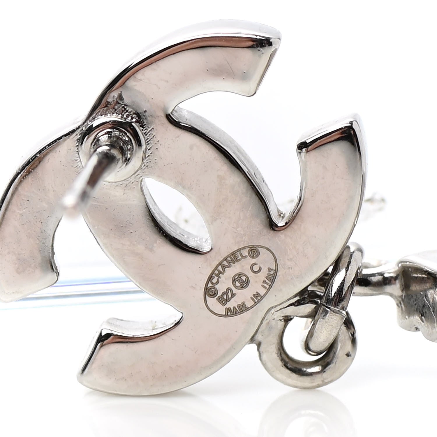 Chanel Crystal CC No 5 Star Drop Earrings Silver 4 of 5