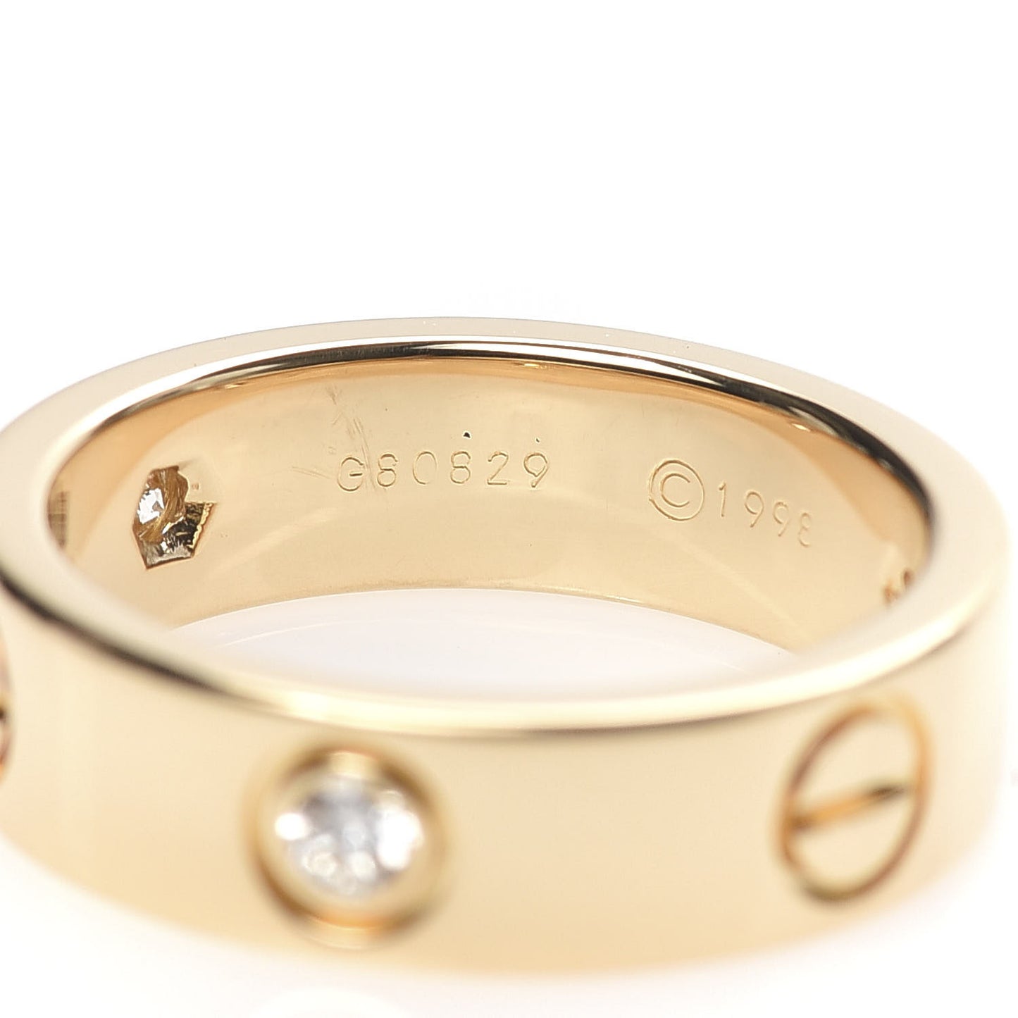 18K Yellow Gold 3 Diamond 5.5mm LOVE Ring 53 6.25